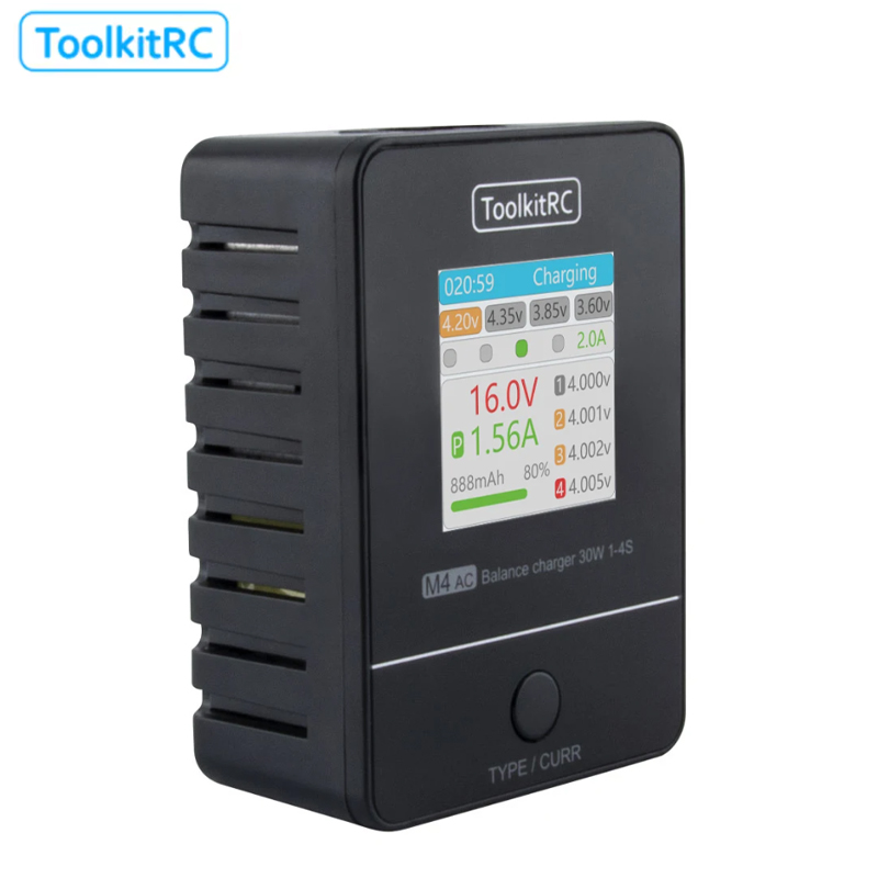 ToolkitRC M4AC 30W LCD Screen  - đánh giá và giá Drone Racing Charger