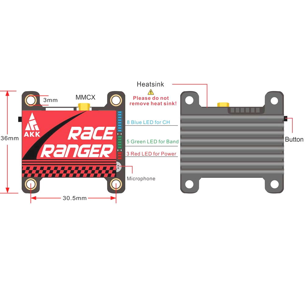 AKK 5.8G Long Range VTX FPV Tr - đánh giá và giá Drone Racing Transmitter