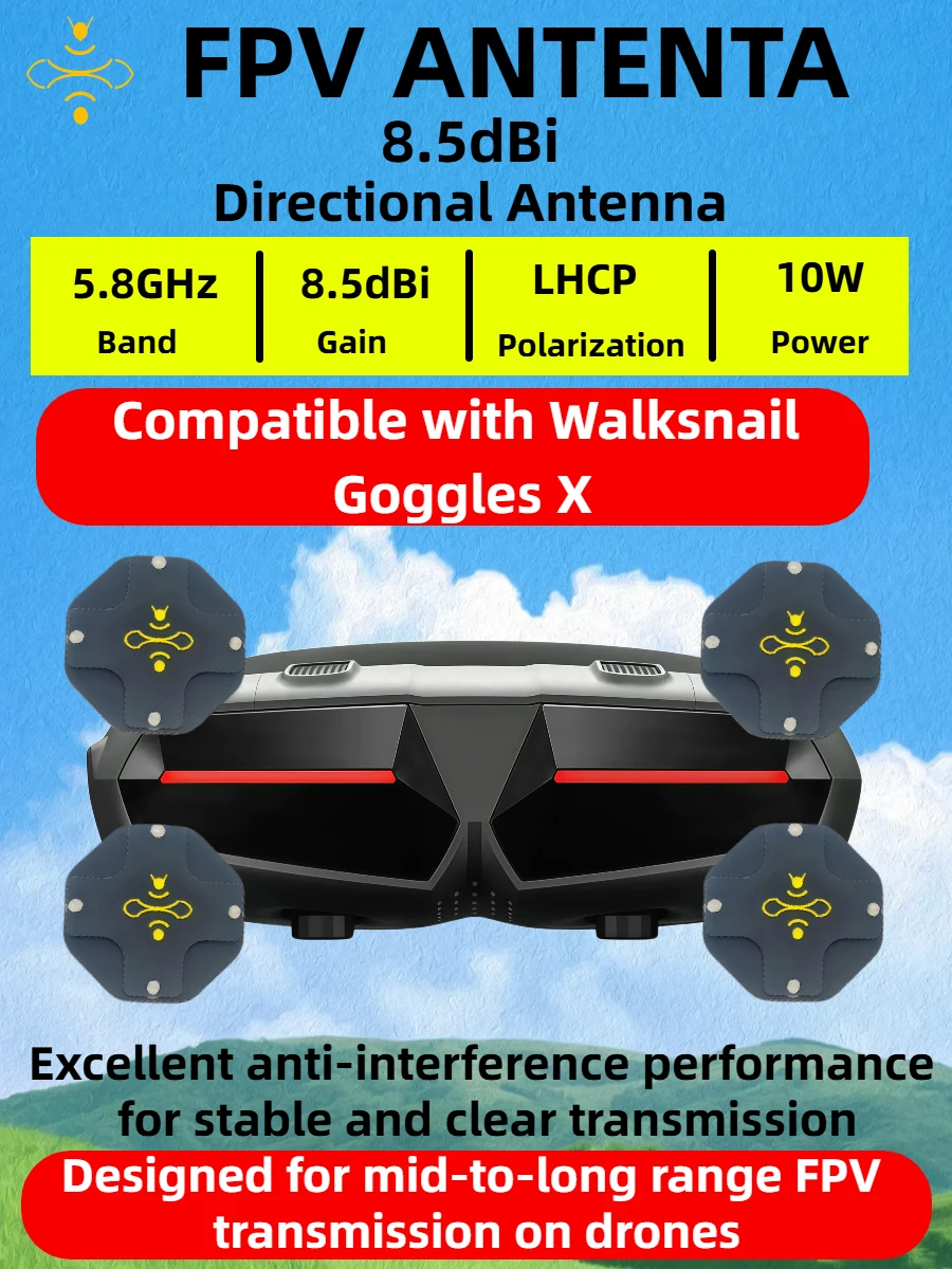 8.5dBi High Gain LHCP 5.8GHz D - đánh giá và giá Drone Racing Goggles