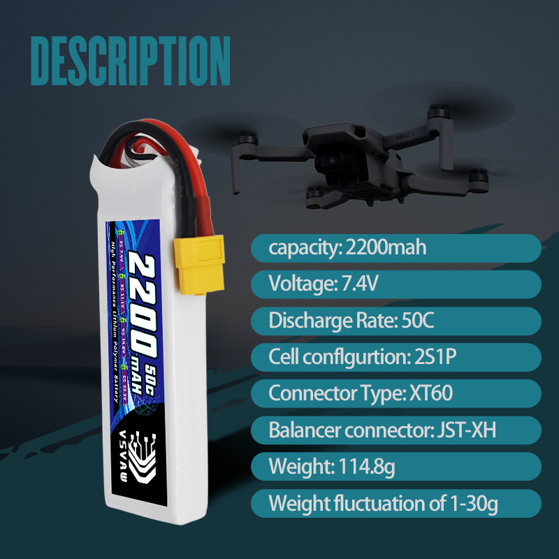 VSVAW 7.4V 2200mah 2S Drone Li - đánh giá và giá Drone Racing Battery