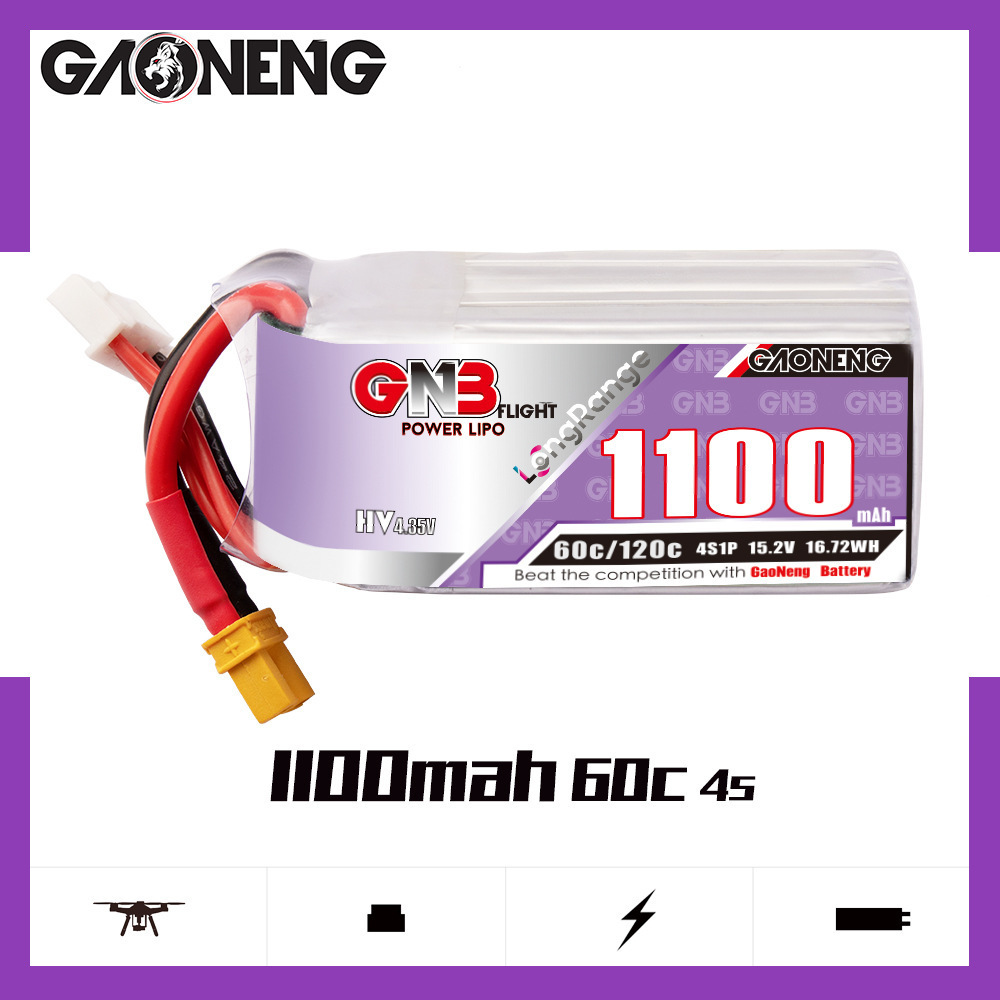 GNB 4S 1100mAh 60C/120C HV Lip - đánh giá và giá Drone Racing Battery