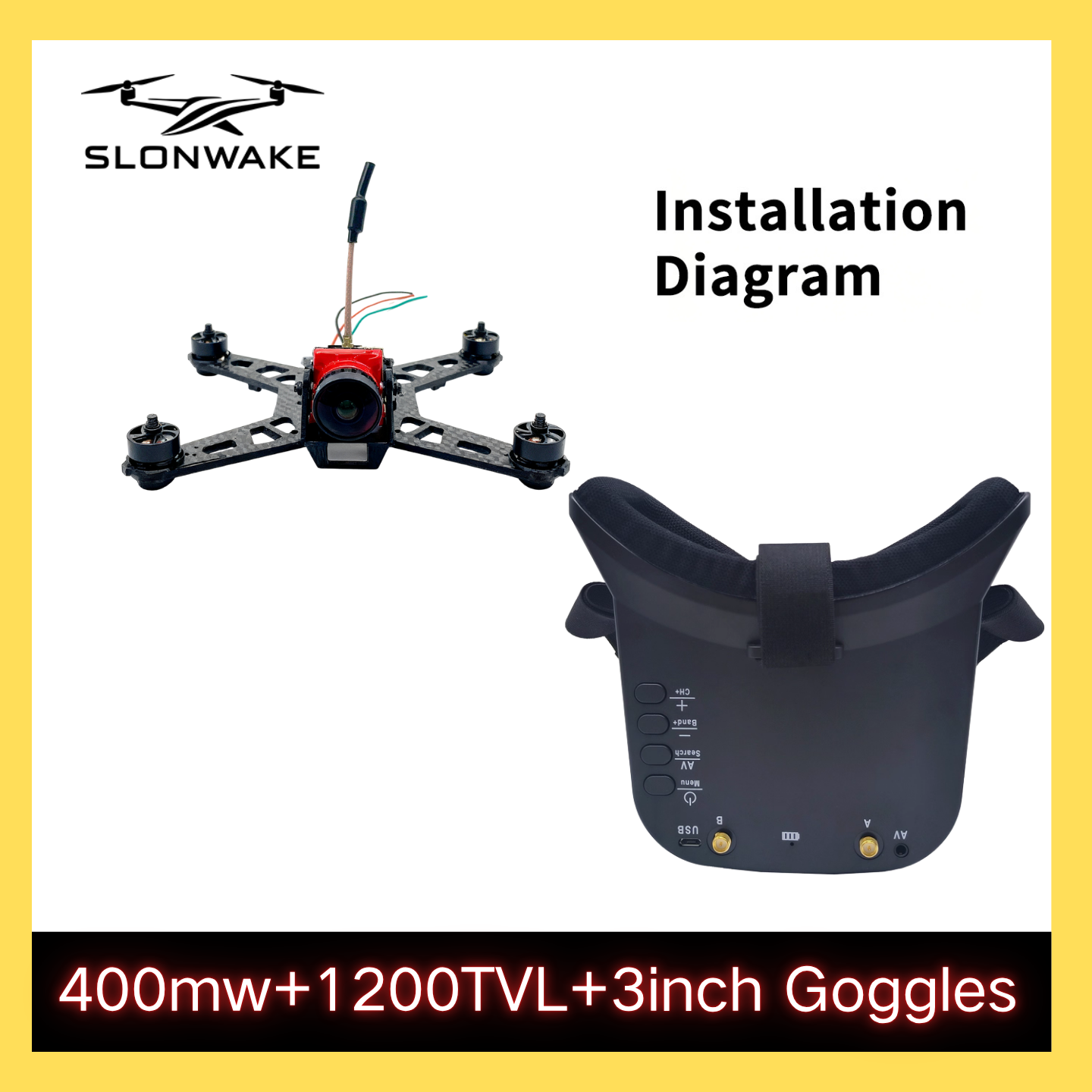 SLONWAKE 5.8G 48CH FPV 400mw V - đánh giá và giá Drone Racing Frame