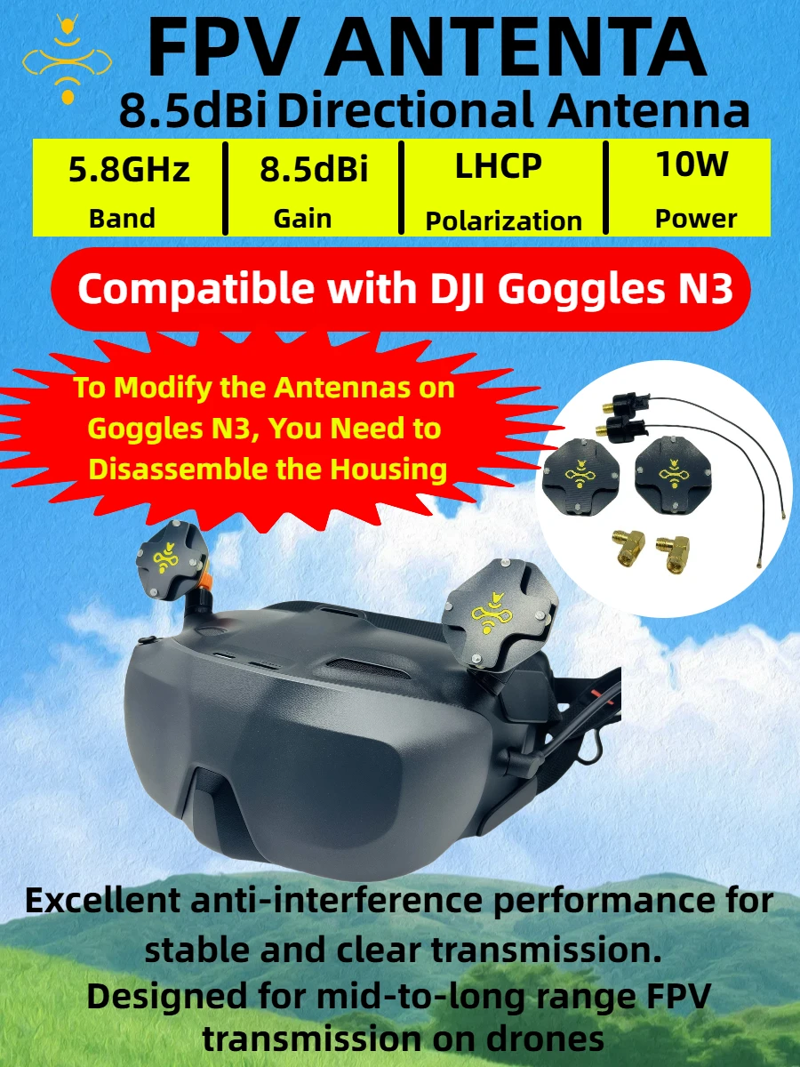 8.5dBi LHCP FPV Patch Antenna  - đánh giá và giá Drone Racing Goggles