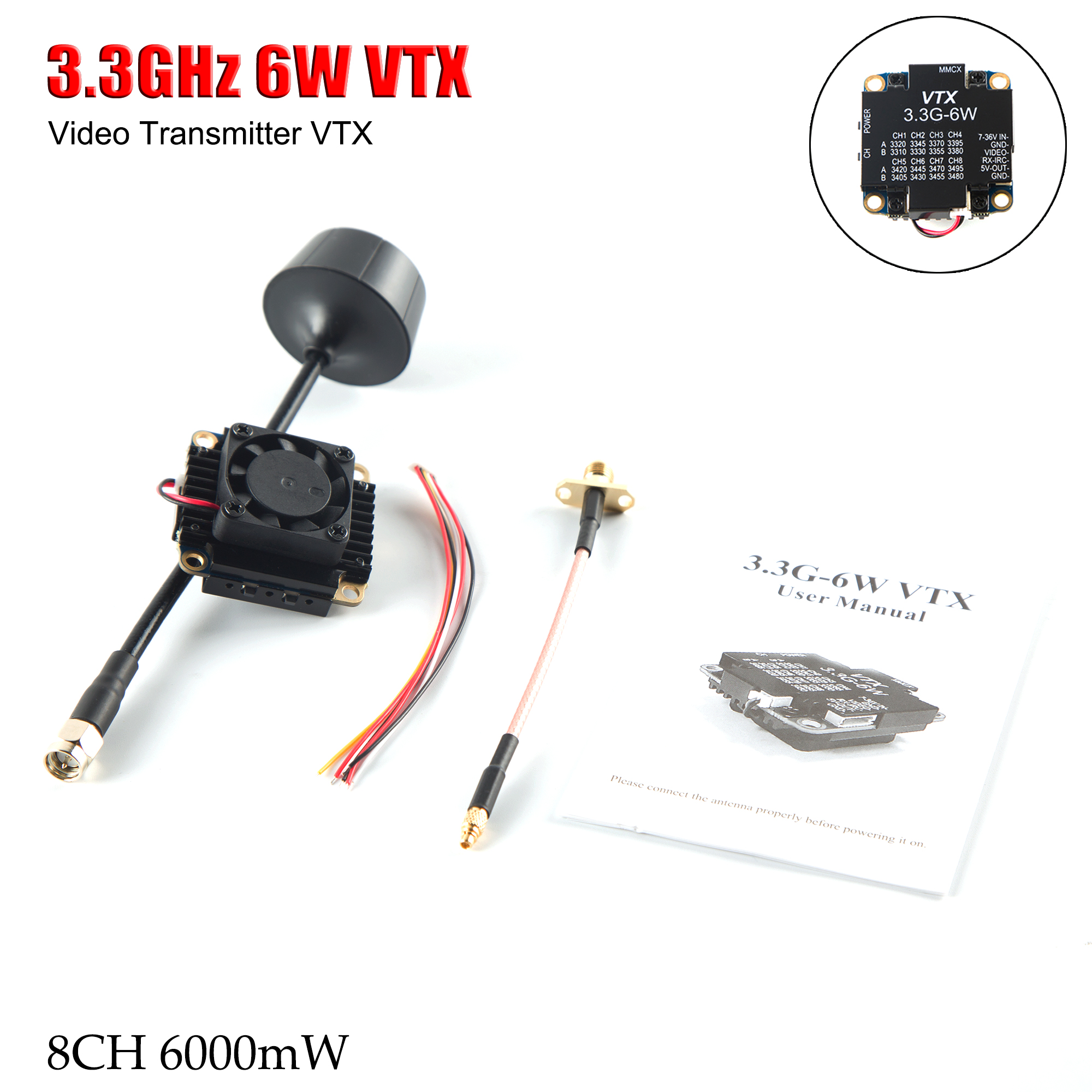 FPV Video Transmitter 3.3G 6W  - đánh giá và giá Drone Racing Vtx