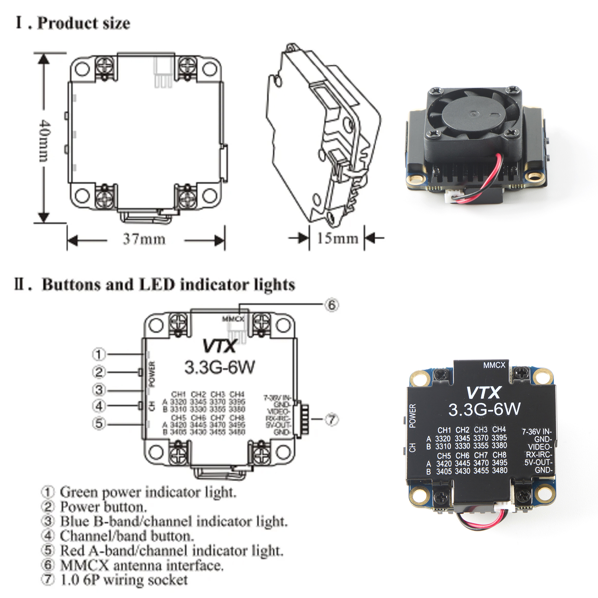 FPV Video Transmitter 3.3G 6W  - đánh giá và giá Drone Racing Vtx